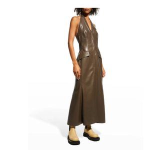 Nanushka Tailored Vegan Leather Fluted Dress
